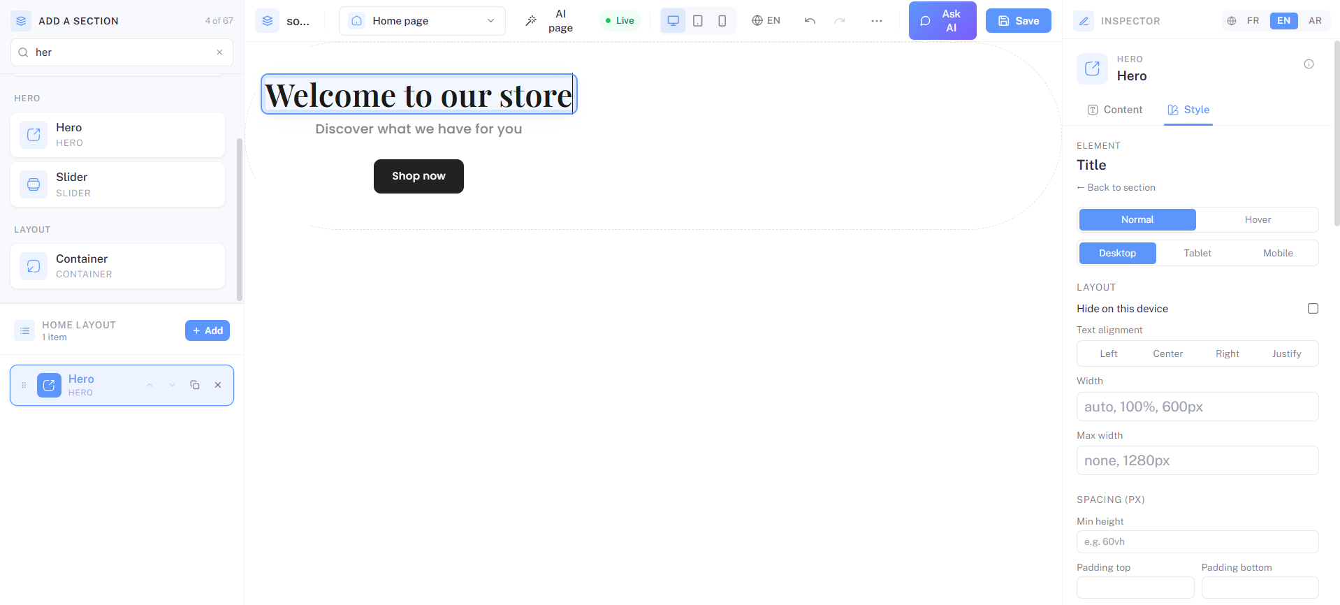 Builder UI overview
